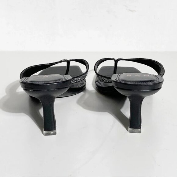 New Black Suede Studio Black Thong Crystal Embellished Sandal Heel size 40.5 - Picture 5 of 7